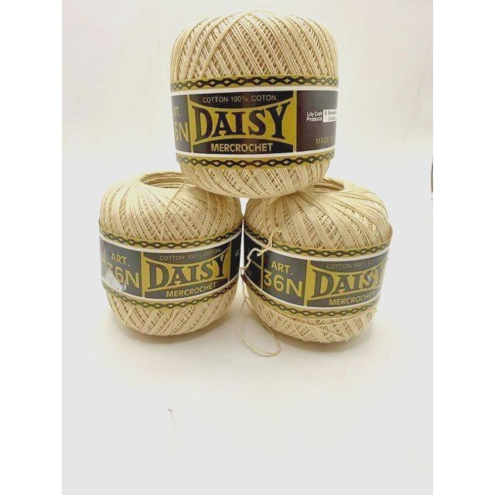 Daisy Mercrochet Cotton Crochet Thread Lot of 3 Ecru Size 10 300 Yards NEW